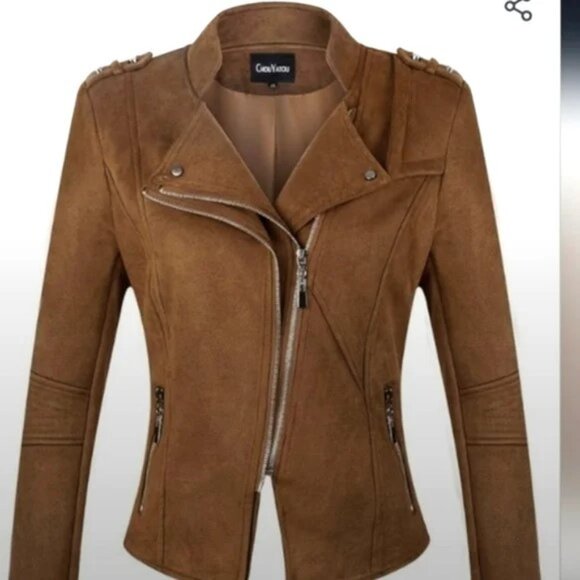 Chouyatou Jackets & Blazers - Chouyatou Moto Racer Biker Jacket Faux Suede